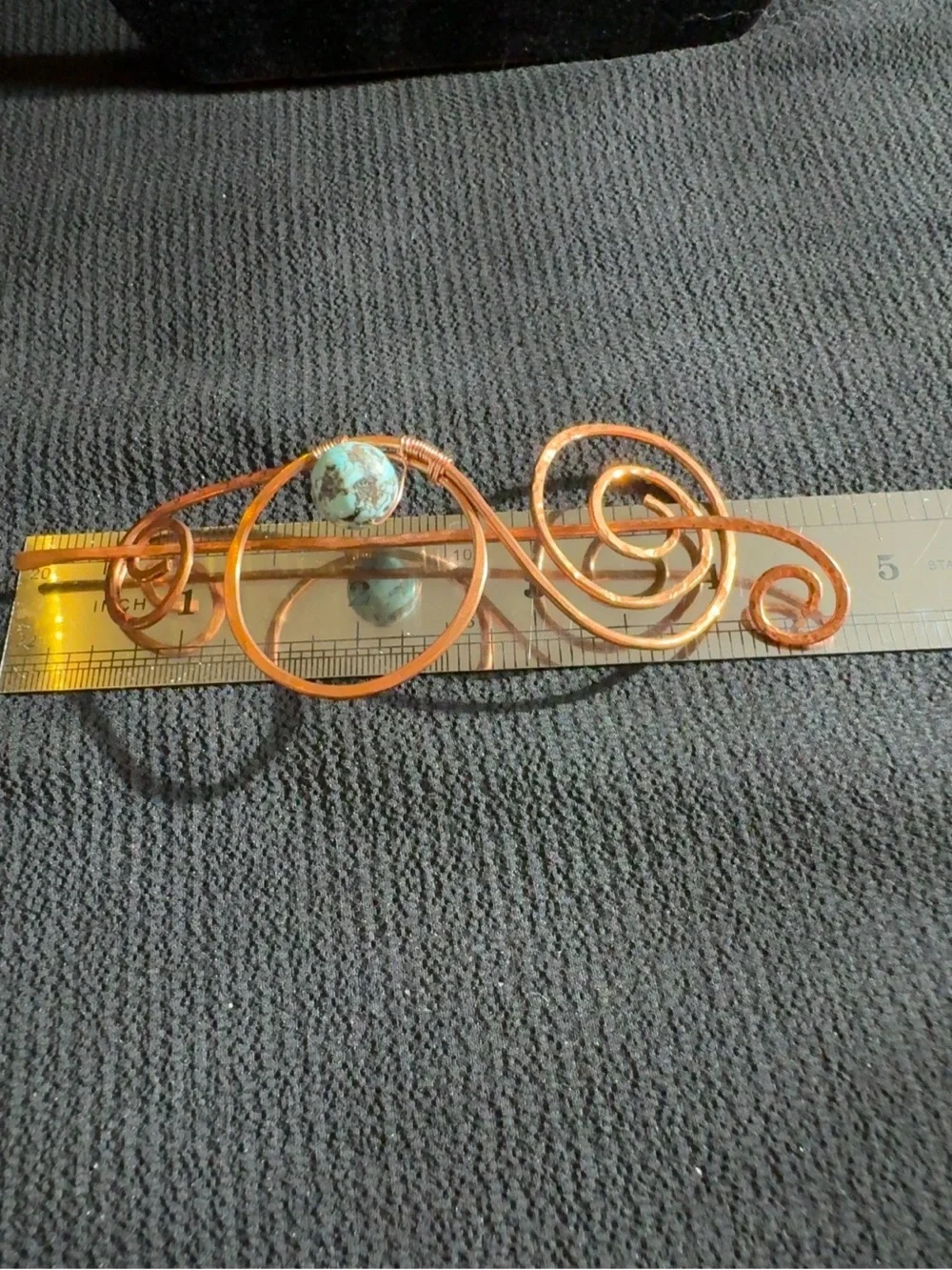 Velvet Magpie Handmade Copper Hair Slide with Genuine Turquoise